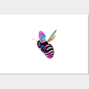 Pink and Blue Holo Bumble Bee Posters and Art